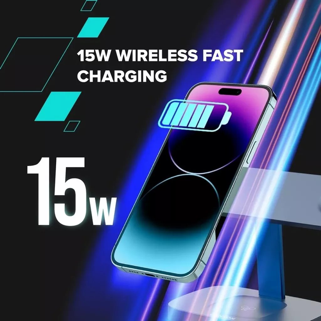 CANYON Bezdrátová nabíječka HEXAGON WCS-310 3in1 Grey/Orange