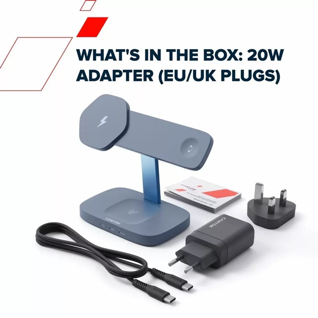 CANYON Bezdrátová nabíječka HEXAGON WCS-310 3in1 Grey/Orange