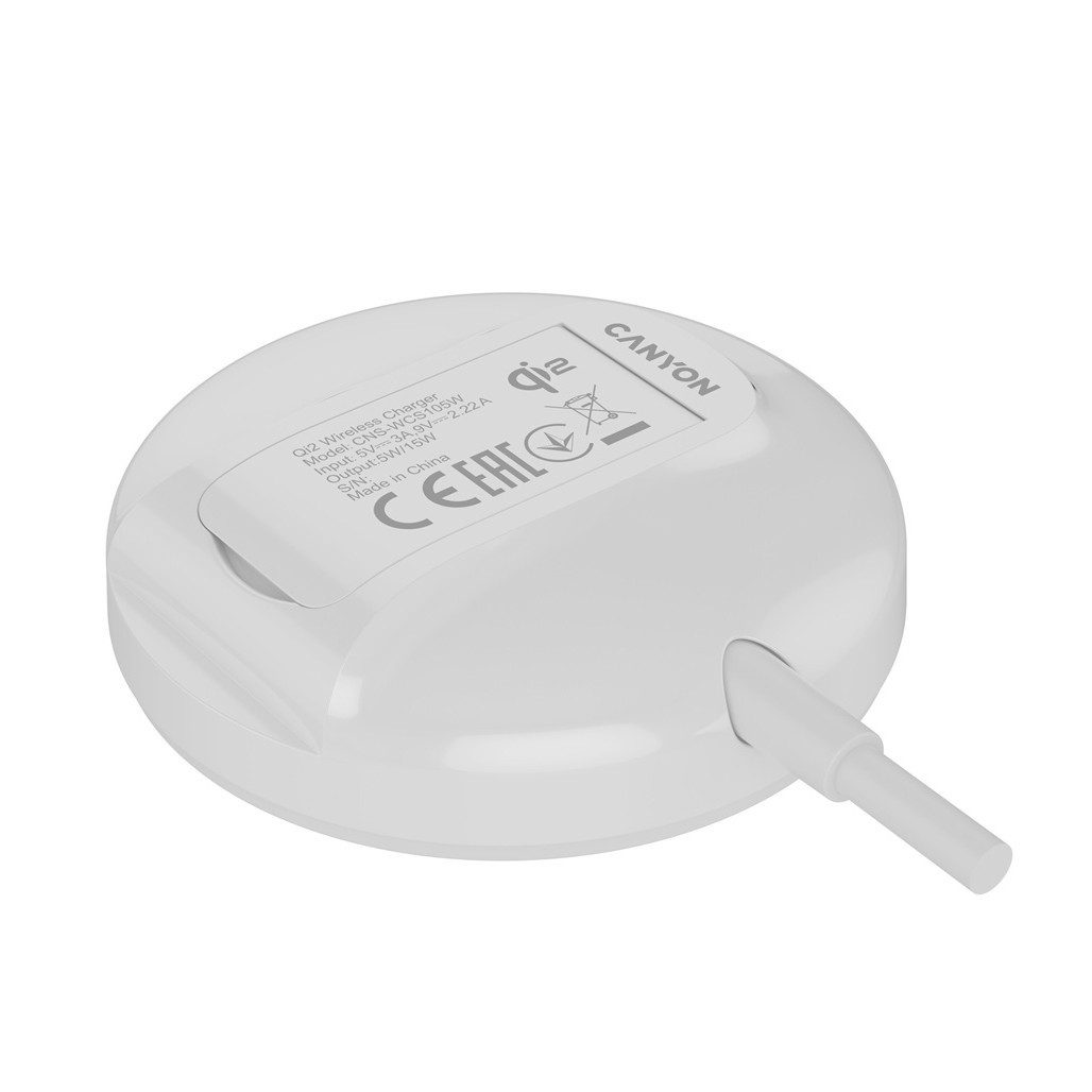 CANYON Bezdrátová nabíječka podložka WS-105 15W Qi2 White