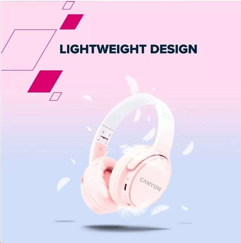 CANYON bezdrátová sluchátka OnRiff 4, BT 5.3, USB-C, baterie 500 mAh, mic., 40mm měniče, bílé