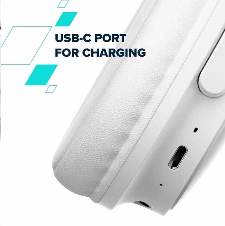 CANYON bezdrátová sluchátka OnRiff 4, BT 5.3, USB-C, baterie 500 mAh, mic., 40mm měniče, bílé