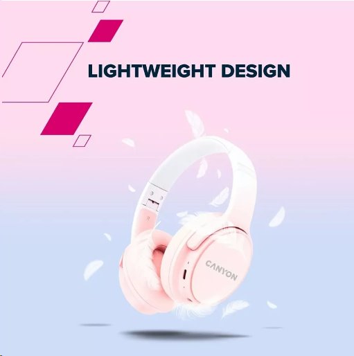 CANYON bezdrátová sluchátka OnRiff 4, BT 5.3, USB-C, baterie 500 mAh, mic., 40mm měniče, modré