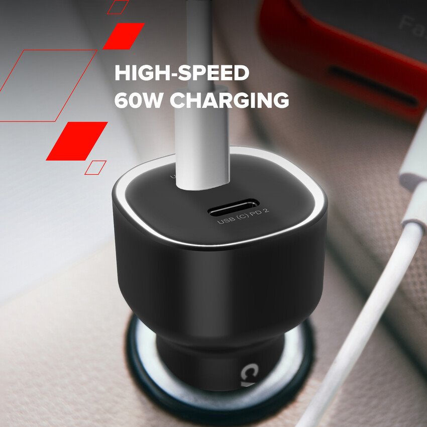 CANYON car charger OnDrive 60 PD 60W 2xUSB-C Black
