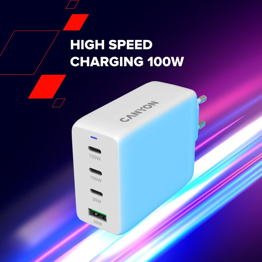 CANYON charger CU100ACC GaN 100W 3xPD 1xQC EU White