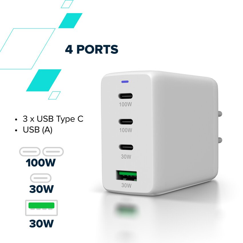 CANYON charger CU100ACC GaN 100W 3xPD 1xQC EU White