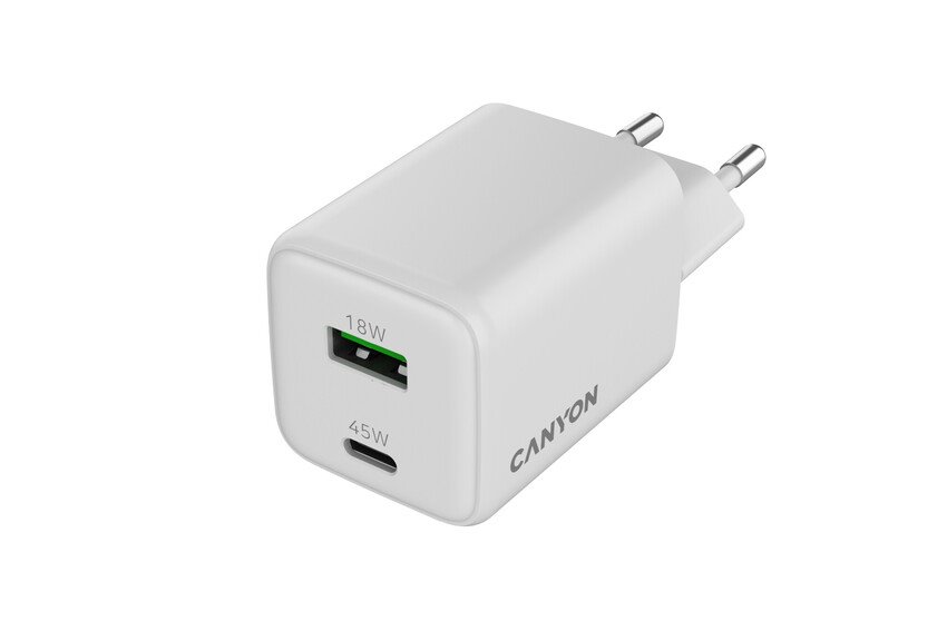 CANYON charger CU45AC GaN 45W 1xPD 1xQC EU White