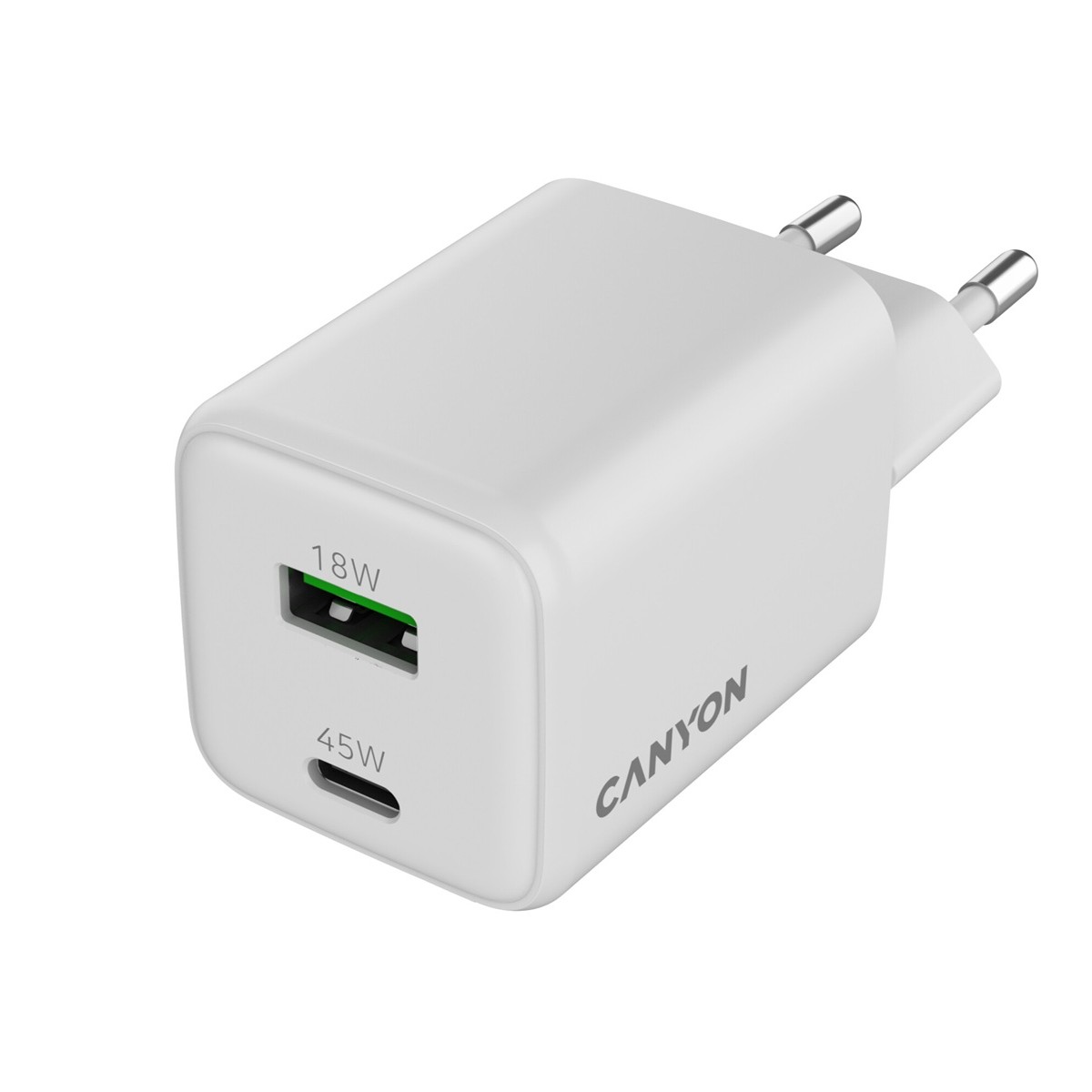 CANYON charger CU45AC GaN 45W 1xPD 1xQC EU White