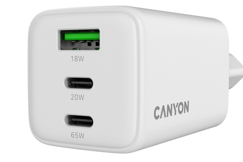 CANYON charger CU65ACC GaN 65W 2xPD 1xQC EU White