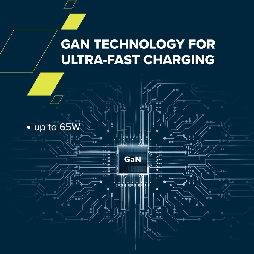 CANYON charger OnCharge 65RC Build-In Cable USB-C 65W 1xPD 1xQC EU White