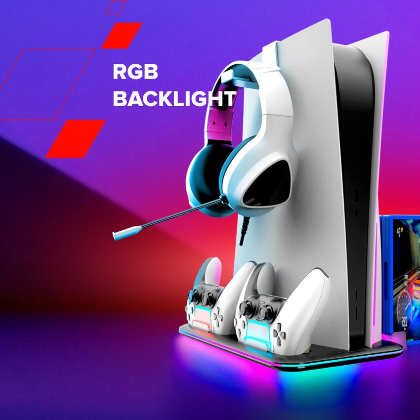 CANYON CS-51 chladící stojan pro PS5 s RGB, Slim/DE nabíjecí, Black