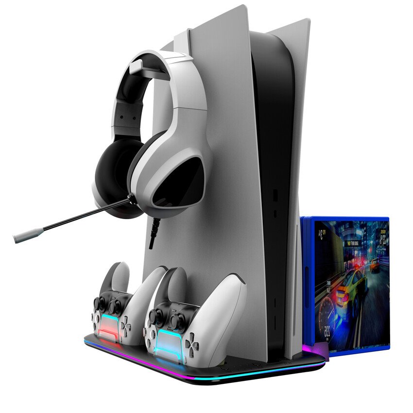 CANYON CS-51 chladící stojan pro PS5 Slim/PS5 Pro s RGB, nabíjecí, Black