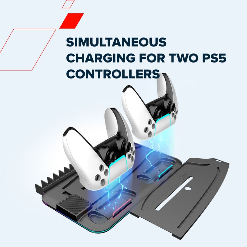 CANYON CS-51 chladící stojan pro PS5 Slim/PS5 Pro s RGB, nabíjecí, Black
