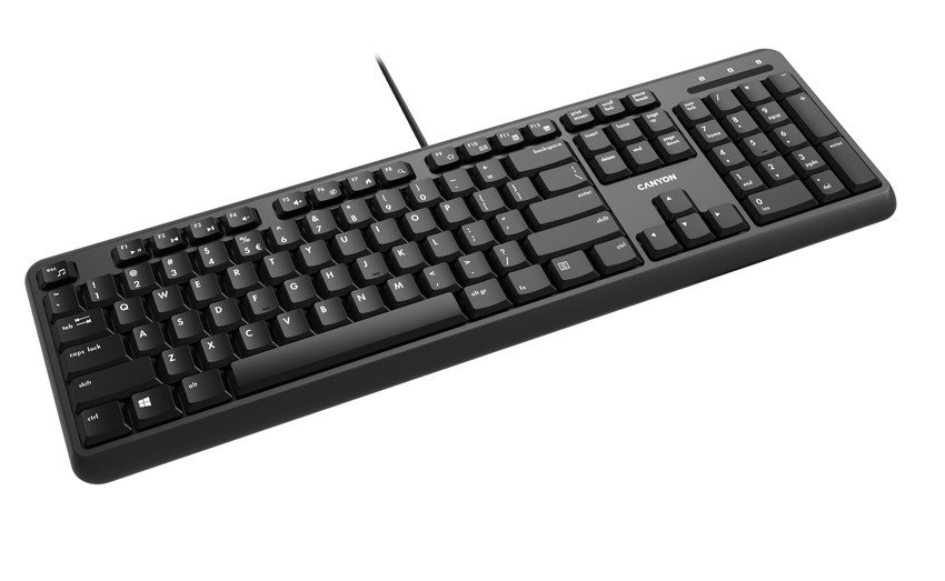 CANYON drátová klávesnice HKB-20, 105 kláves,tichá a tenká,velvet serie, CZ/SK layout, černá
