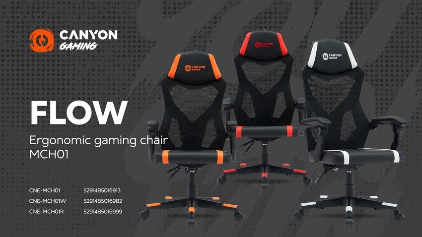 CANYON gaming chair Flow MCH01 Mesh Black Orange