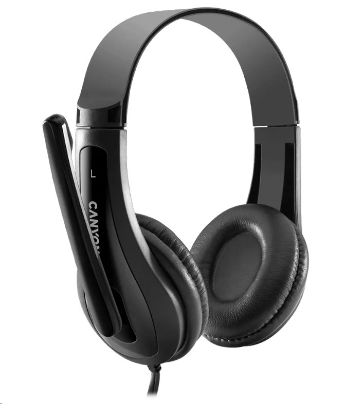 CANYON headset HSC-1, lehký, 3,5 mm jack TRRS, černá