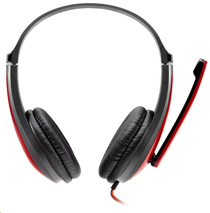 CANYON headset HSC-1, lehký, 3,5 mm jack TRRS, černo-červená