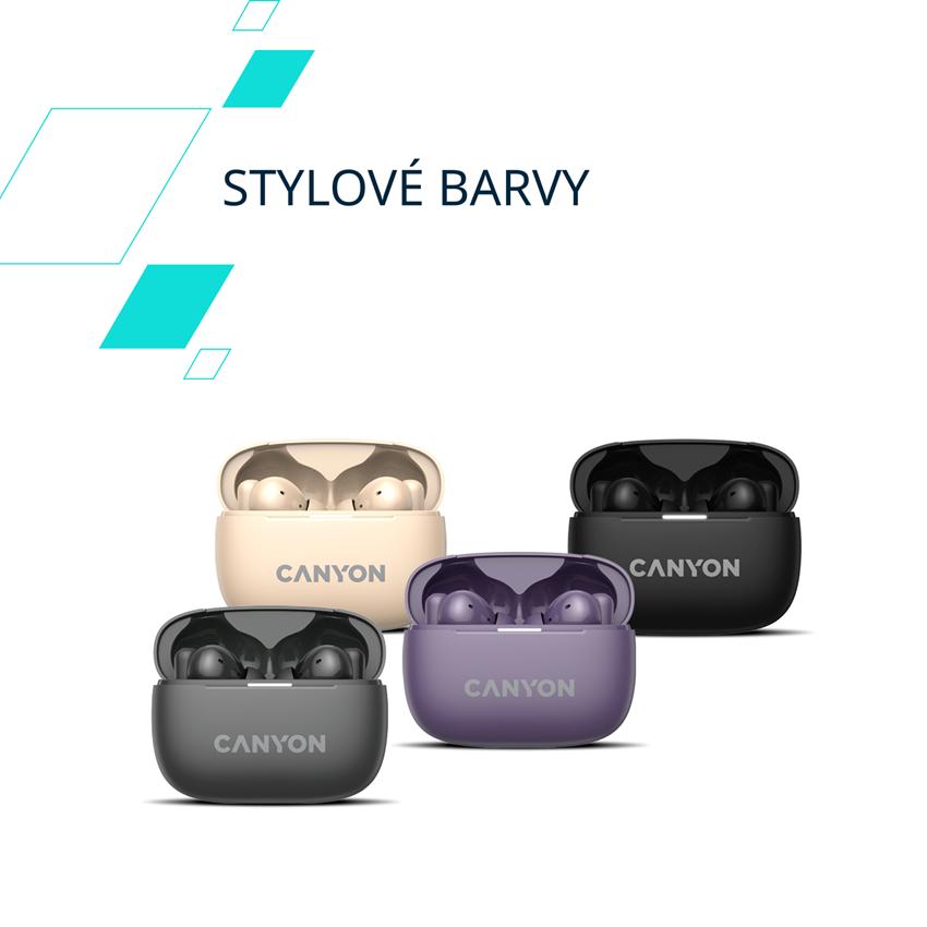 CANYON headset OnGo TWS-10 ANC+ENC Černá