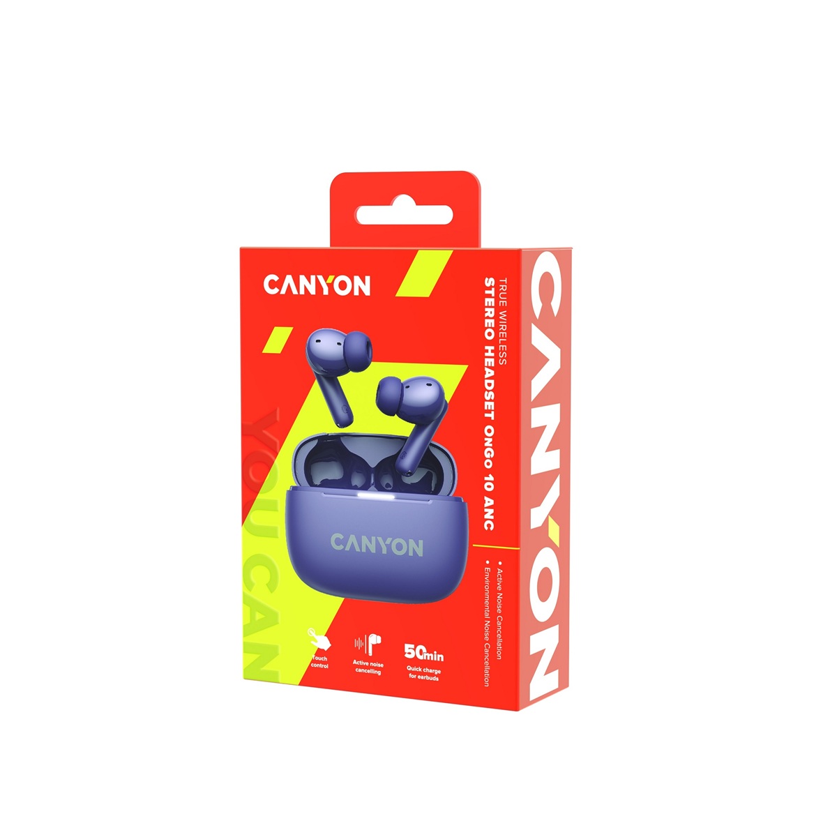 CANYON headset OnGo TWS-10 ANC+ENC, Fialová