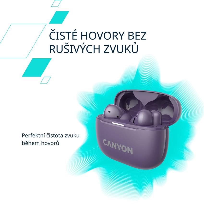 CANYON headset OnGo TWS-10 ANC+ENC, Šedá