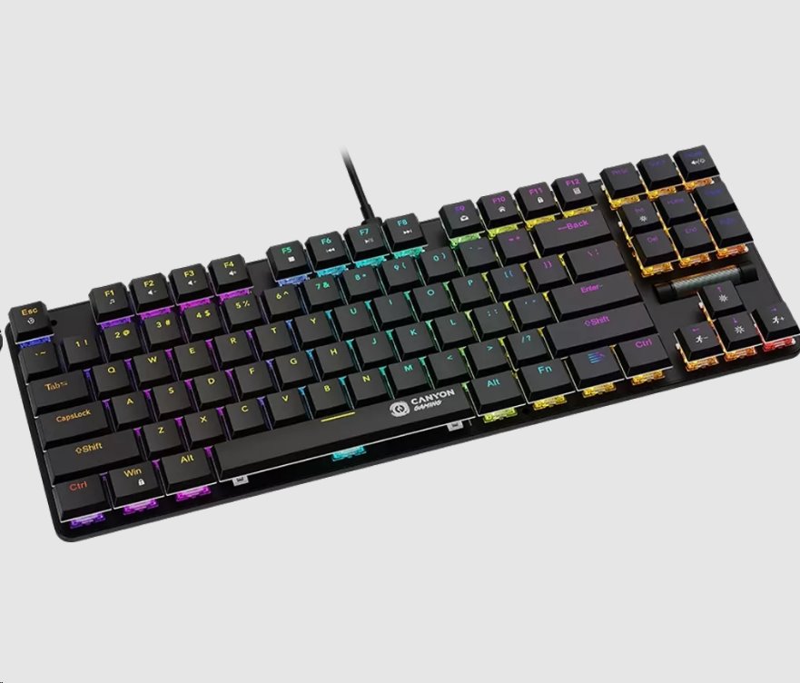 CANYON Herní klávesnice Cometstrike TLK GK-50, mechanická, drátová, multimediální, podsvícená, 87 kláves, CS layout