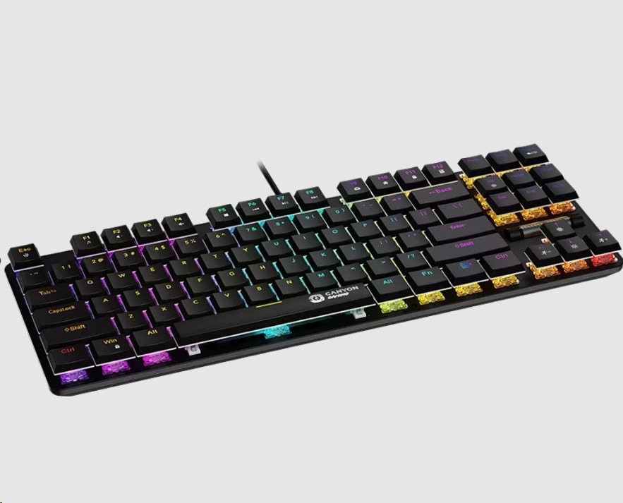 CANYON Herní klávesnice Cometstrike TLK GK-50, mechanická, drátová, multimediální, podsvícená, 87 kláves, CS layout