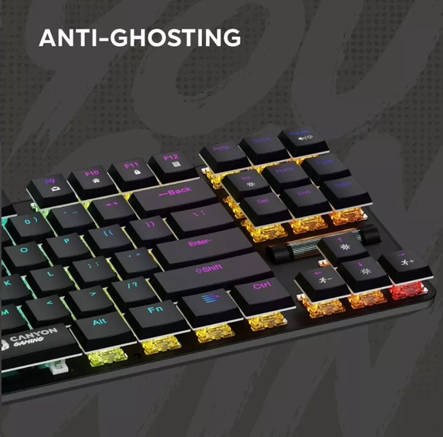 CANYON Herní klávesnice Cometstrike TLK GK-50, mechanická, drátová, multimediální, podsvícená, 87 kláves, CS layout