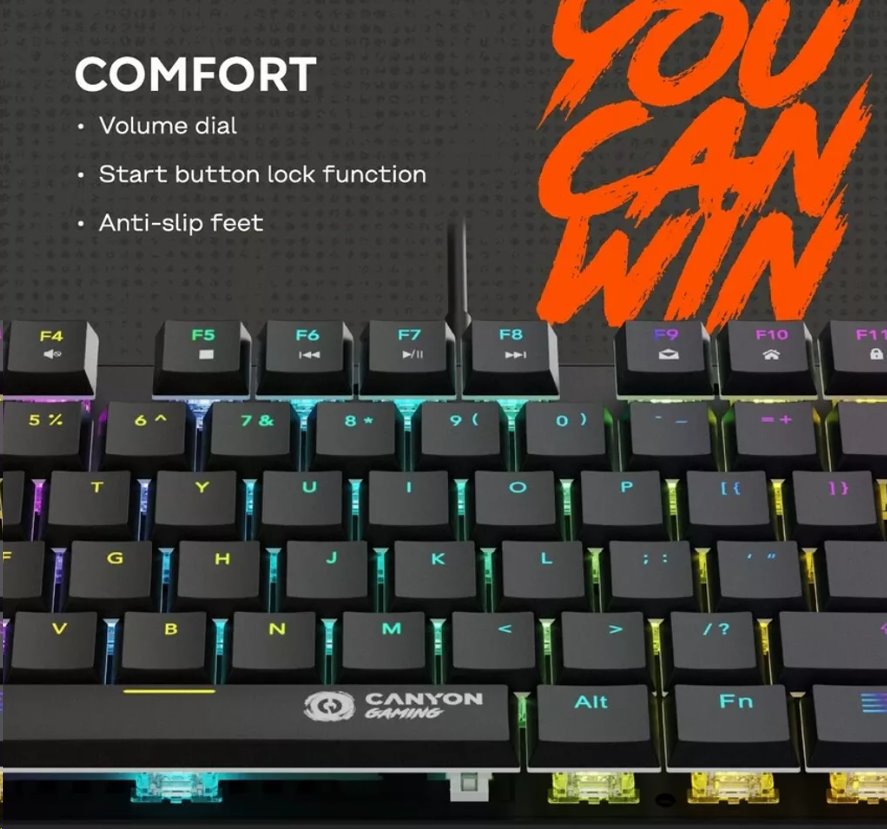 CANYON Herní klávesnice Cometstrike TLK GK-50, mechanická, drátová, multimediální, podsvícená, 87 kláves, CS layout