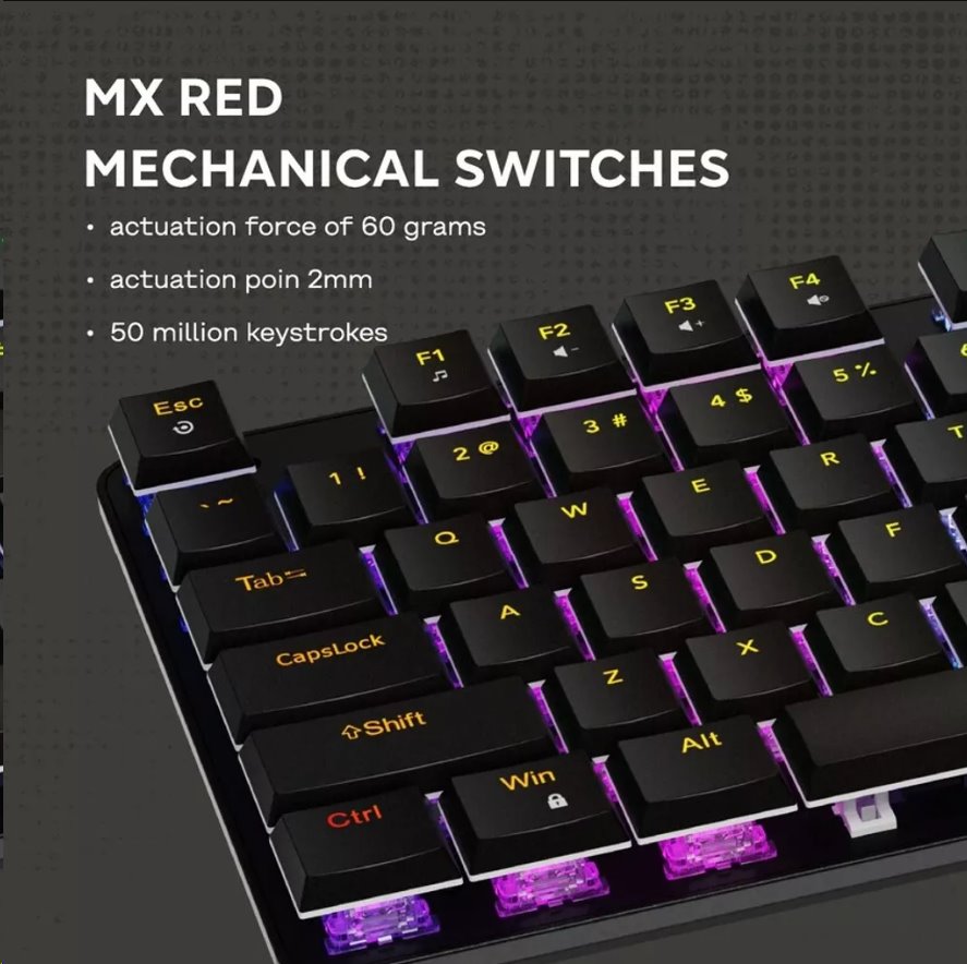 CANYON Herní klávesnice Cometstrike TLK GK-50, mechanická, drátová, multimediální, podsvícená, 87 kláves, CS layout