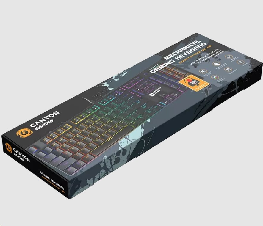 CANYON Herní klávesnice Cometstrike TLK GK-55, mechanická, drátová, multimediální, podsvícená, 105 kláves, CS layout