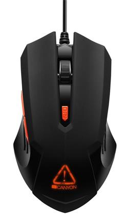 CANYON Herní myš STAR RIDER, 6 programovatelných tlačítek, senzor Pixart, až 3200 DPI, černá