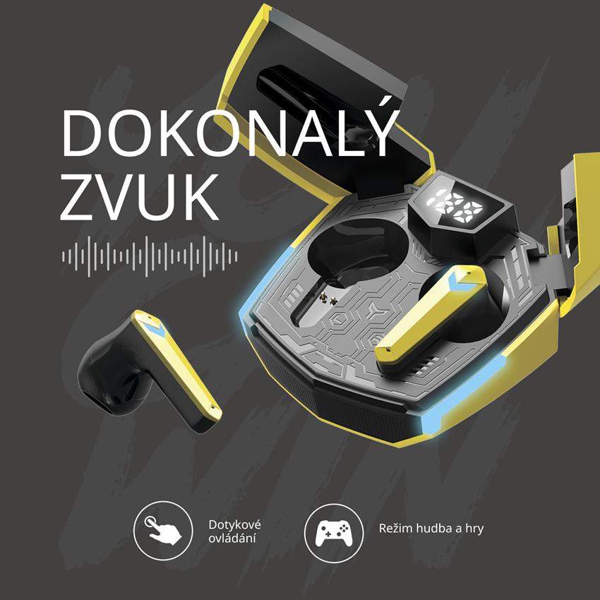 CANYON herní TWS Doublebee GTWS-2, BT sluchátka s mikrofonem, žlutá