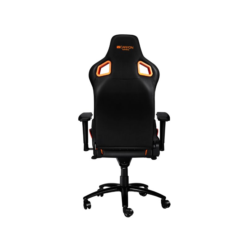 CANYON Herní židle CORAX, PU kůže, kovový rám, 90-165 °, 4D opěrka, Tilt Lock, plynový zdvih třídy 4, černo-oranžová