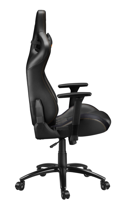 CANYON Herní židle NIGHTFALL, PU kůže, kovový rám, 90-150°, 3D opěrka, plynový zdvih třídy 4, černo-oranžová