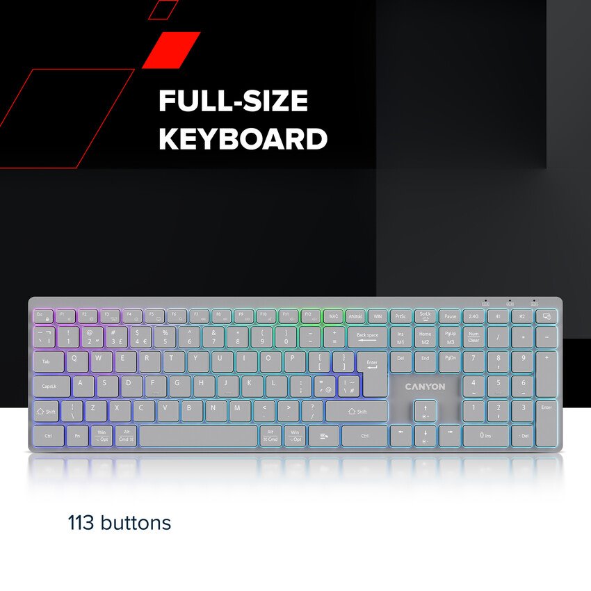 CANYON klasická USB klávesnice, omývatelná, černá