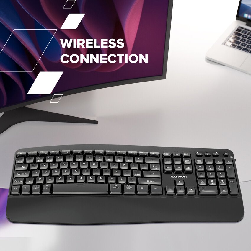 CANYON klasická USB klávesnice, omývatelná, černá