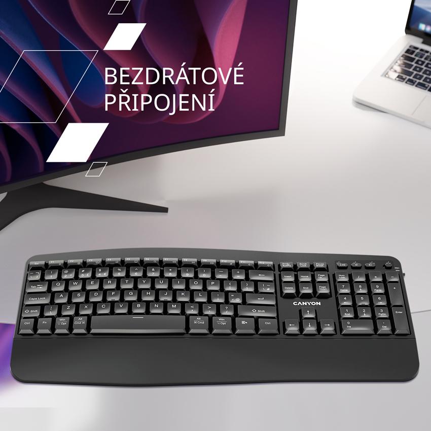 CANYON klasická USB klávesnice, omývatelná, černá