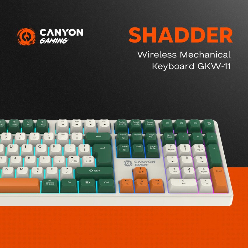 CANYON keyboard Shadder GKW-11 Mech RGB Wireless CS layout, White/Biege