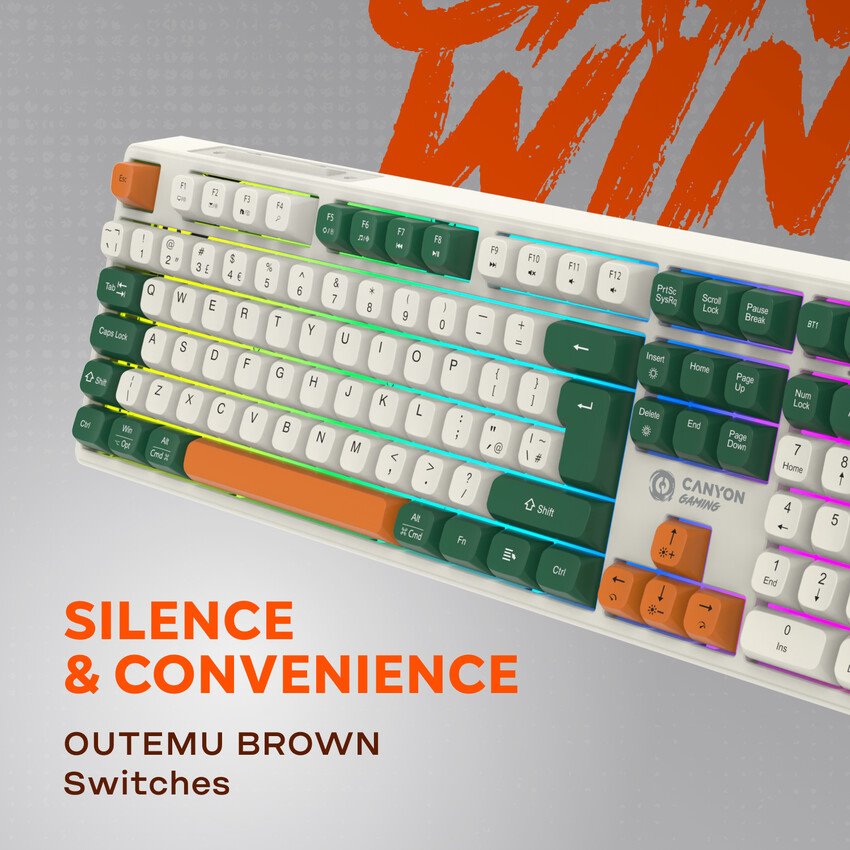 CANYON keyboard Shadder GKW-11 Mech RGB Wireless CS layout, White/Biege