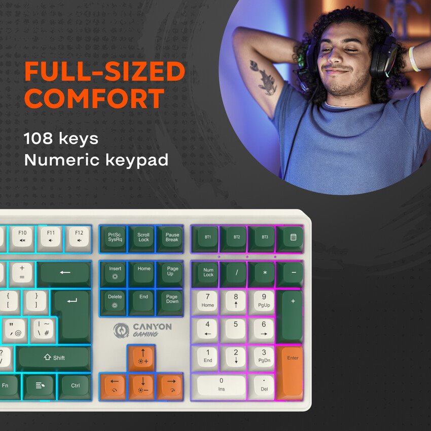 CANYON keyboard Shadder GKW-11 Mech RGB Wireless CS layout, White/Biege