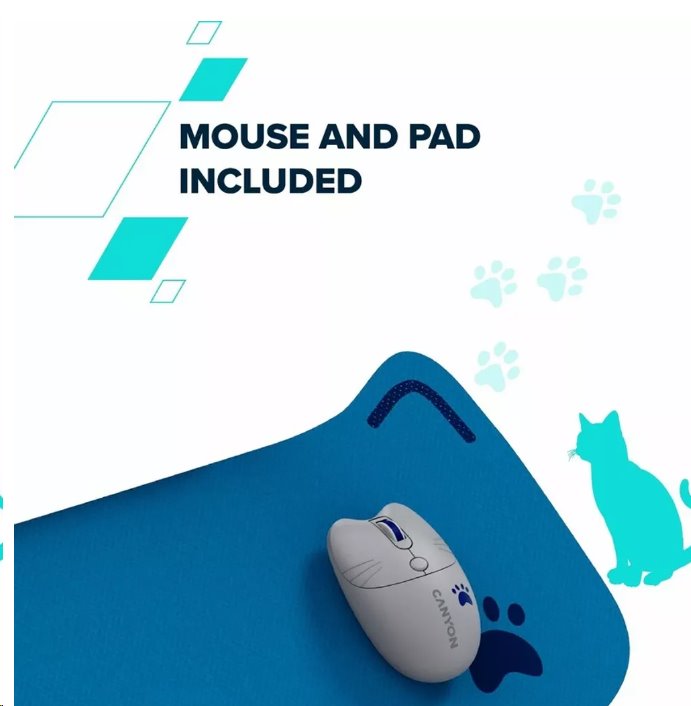 CANYON Kitty edice HSET-W6, bezdrátový SET EN klávesnice + optická myš + ochranné pouzdro + podložka, růžová