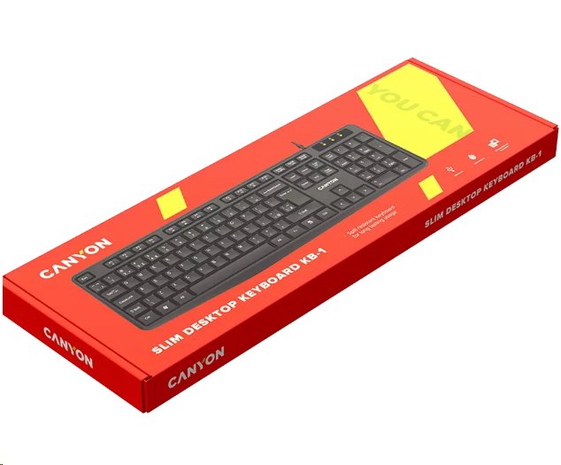 CANYON klasická USB klávesnice, omývatelná, černá
