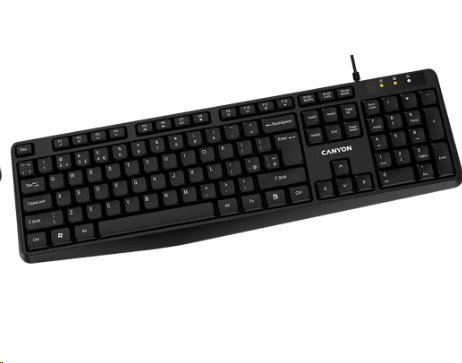 CANYON klasická USB klávesnice, omývatelná, černá