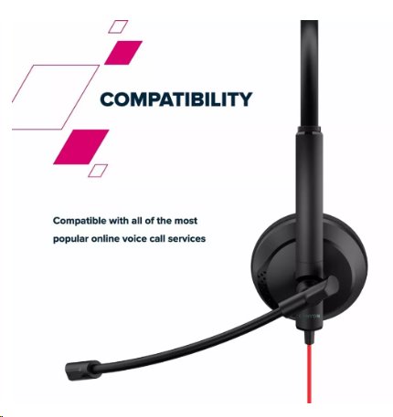 CANYON konferenční headset HS-07, tenký, kompaktní, USB zvuková karta s ovladačem pro hovory, 3.5mm jack, černý