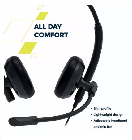 CANYON konferenční headset HS-07, tenký, kompaktní, USB zvuková karta s ovladačem pro hovory, 3.5mm jack, černý