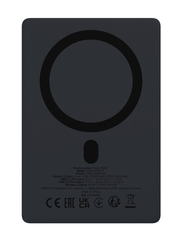 CANYON magnetic power bank OnPower 511 PD20W 10000mAh Aluminium Star Grey