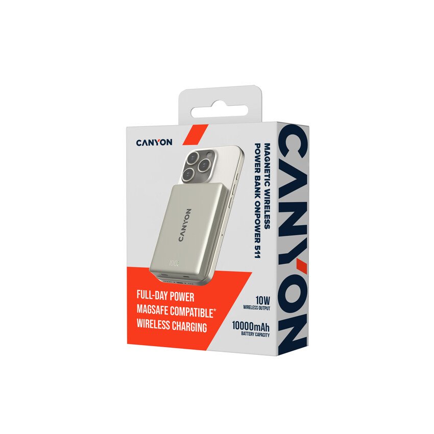 CANYON magnetic power bank OnPower 511 PD20W 10000mAh Aluminium Star Grey