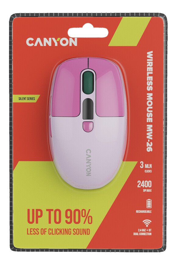 CANYON mouse MW-26 LCD Silent Dual Mode Wireless Pink