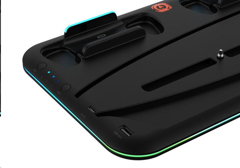 CANYON multifunkční chladící stojan pro PS5, nabíjení 2 PS5 ovladačů, RGB podsvícení, černý