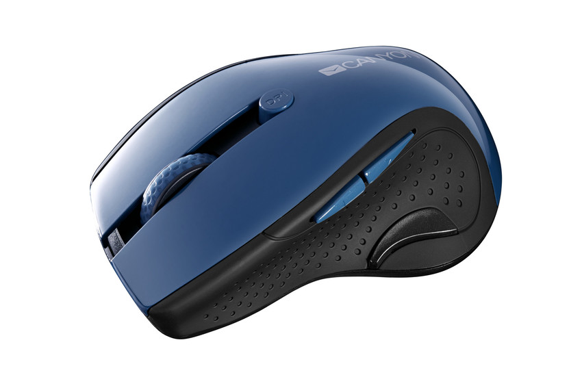 CANYON myš 2,4Ghz bezdrátová CMSW01, 1000/1200/1600 dpi, 6 tlačítek, blue LED senzor, modrá