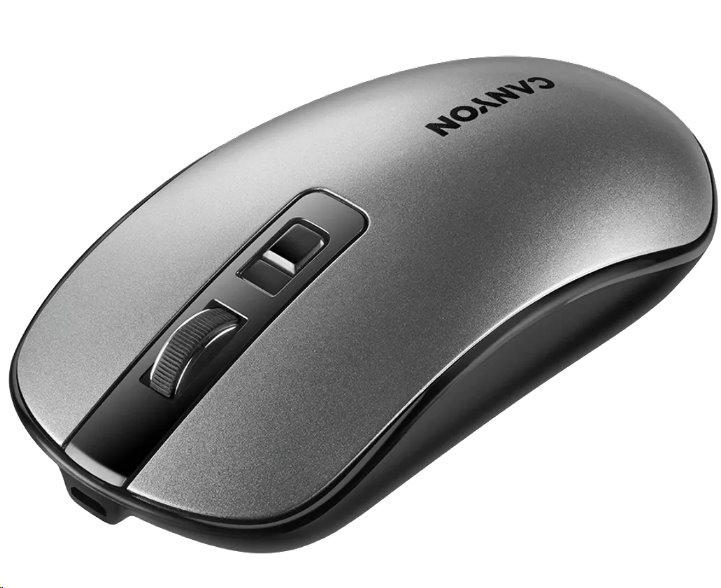 CANYON myš MW-18DG, optická, tichá, s bezdrátovým nabíjením 300mAh, 4.tl., až 1600 DPI, perleťově šedá
